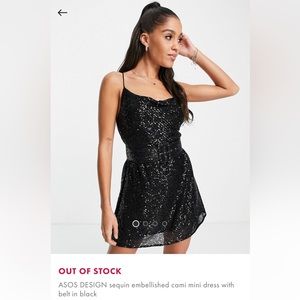 ASOS sequin mini dress with belt, size US 2 - new with tags, never been worn